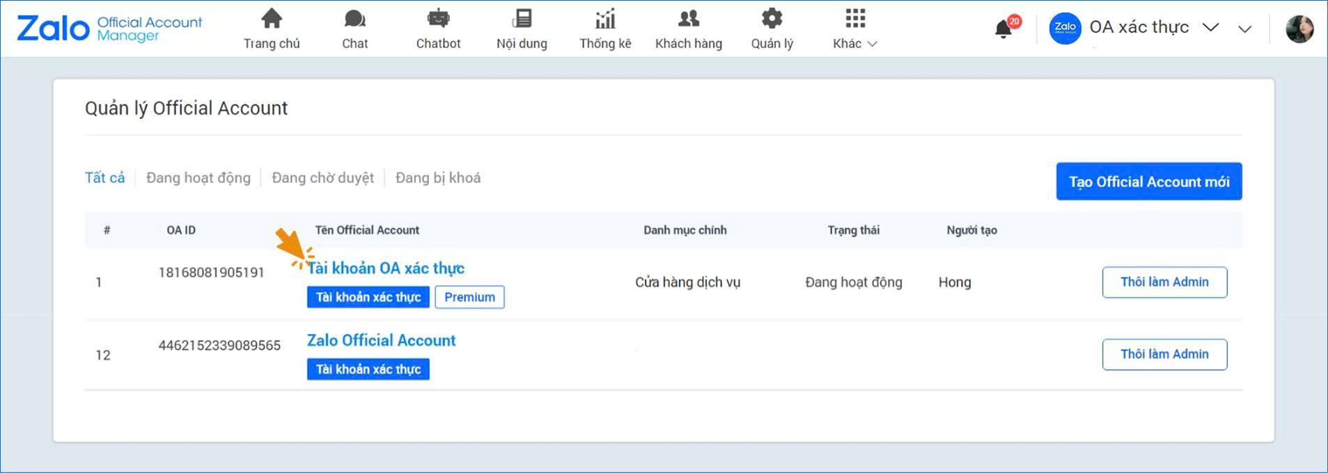 Theo dõi kết quả xác thực
