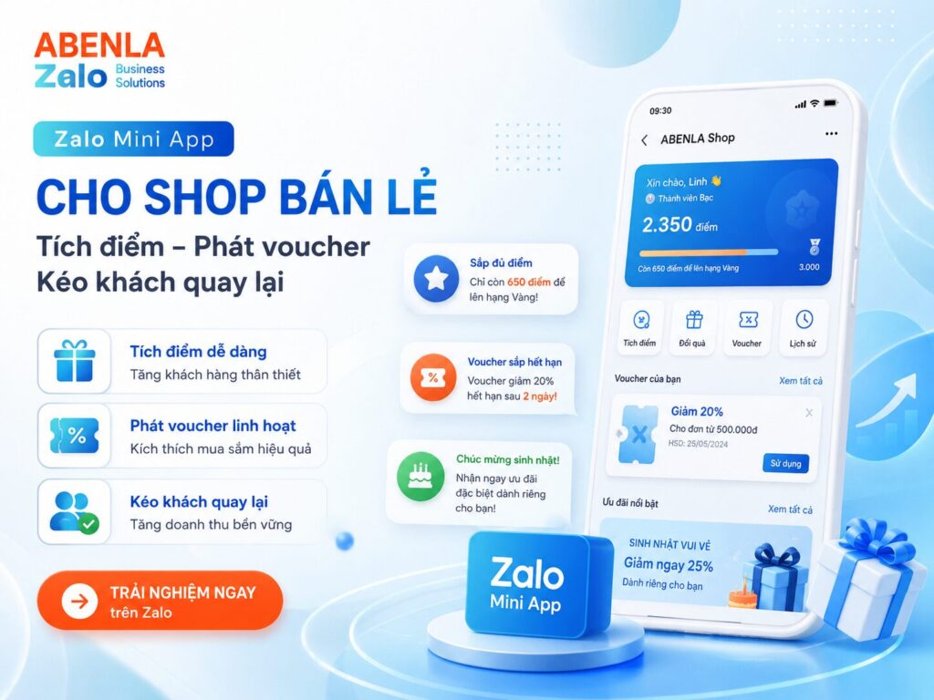 Zalo mini app cho shop bán lẻ